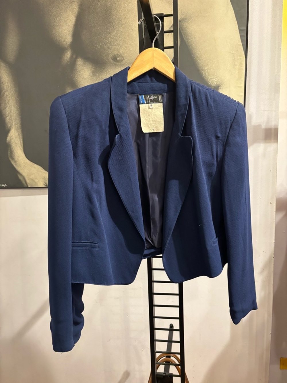 Claude Montana Paris Blue / Violet Cropped Blazer Pleated 1980s Matador